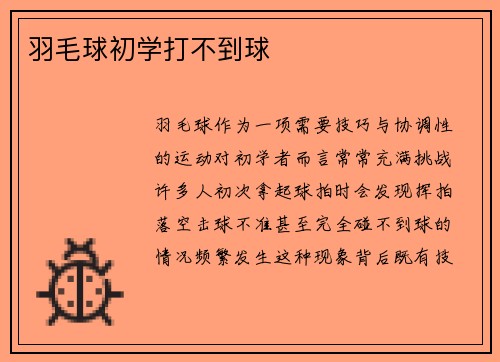 羽毛球初学打不到球