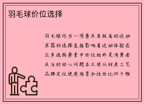 羽毛球价位选择